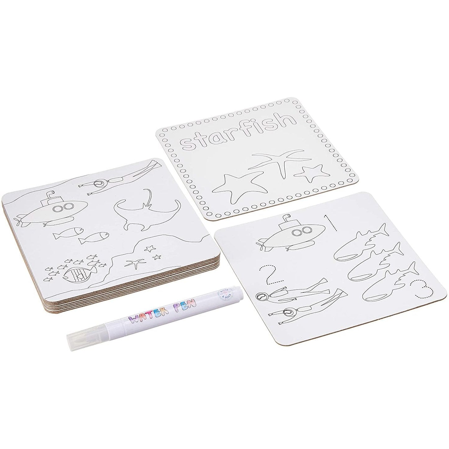 Floss & Rock Magic Water Colour-In Cards - Deep Sea